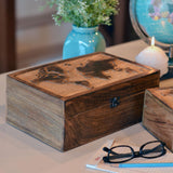 WHW Whole House Worlds World Map Boxes, Set of 2, Handmade, Mango Wood, Decorative, Raised Relief Details, 11.75 Inches WHW Whole House Worlds