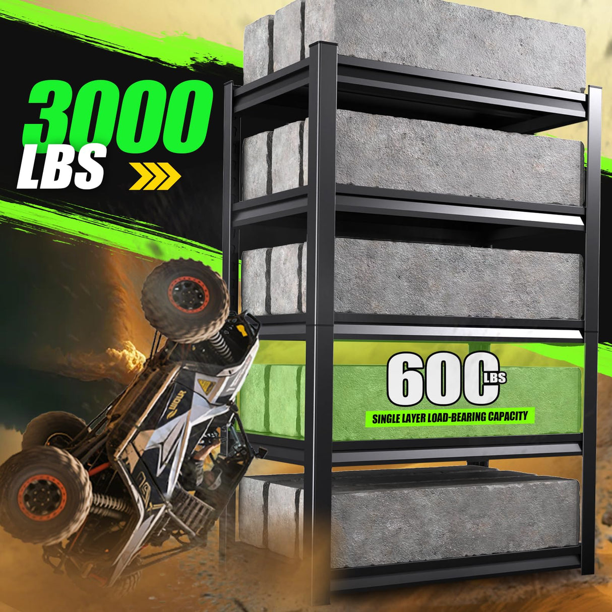 ZIWJHK 59''W Storage Shelves,5 Tier Garage Shelving 3500LBS Heavy Duty,Metal Shelves Adjustable Industrial Shelving Units,Rustproof Shelf Rack for Garage 72''H*59''W*19.7''D，2 Pack ZIWJHK