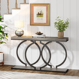 LITTLE TREE 55 inch Faux Marble Gold Console Table Modern Entryway Table Narrow Long Sofa Table Accent Table for Living Room, Grey + Black LITTLE TREE