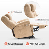 MCombo Power Lift Recliner Chair Sofa with Massage and Heat, Adjustable Headrest, 3 Positions, USB Ports, for Elderly People, 7533 (Fabric, Beige) MCombo