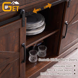 IFGET Farmhouse Buffet Cabinet, 53” Sideboard Cabinet w/3 Drawer, Rustic Storage Cabinet w/Sliding Barn Door, Coffee Bar Cabinet for Dinning Room, Kitchen, Hallway, and Living Room, Brown IFGET