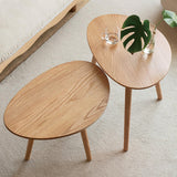 Vadisun Small Oval Coffee Table, Mid Century Modern Coffee Table for Living Room, 100% Solid Oak Wood Side Table, Minimalist Display Center Table (, 33.46''x22.83''x15.74'') Vadisun