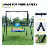 Trekassy Swing Sets for Backyard, 440lbs Heavy Duty A-Frame Metal Swing Stand with 60" Large Platform Swing for Outdoor Playground Park Trekassy