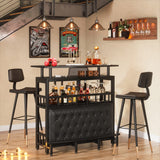Tribesigns Home Bar Unit for Liquor, 44-Inch Bar Height Table with Storage, Black Entertainment Pub Table, Mini Bar Carts Upholstered&Metal Front Footrest for Kitchen, Balcony, Basement Tribesigns