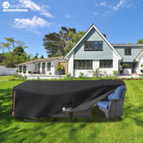 LSongSKY Outdoor Furniture Covers Waterproof,600D Heavy Duty Patio Cover for 6/7/8 PCS Sets Sectional Sofa Couch Dining Rocking Swivel Chairs Ottomans Coffee Table,111L x 74W x 28H inch Black LSongSKY