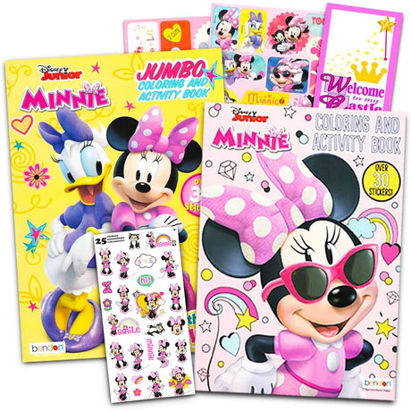 Disney Minnie Mouse Coloring Book Set with Stickers - 2 Deluxe Coloring Books and Minnie Stickers Disney