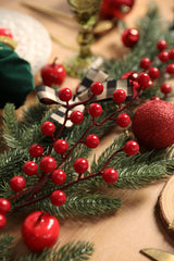 YYHUAWU 6FT Christmas Garland with Red Berries Bows Christmas Balls, Multi-Function Christmas Pine Needles Garland for Mantle Table Front Door Indoor Outdoor Christmas Holiday Decor YYHUAWU