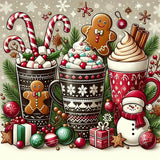 Christmas Snowman Ice Cream Cup Diamond Art Painting Kits for Adults, Diamond Painting Kits for Adults Beginners, 5D DIY Full Drill Diamond Dot Gem Art Kits for Adult, Home Wall Decor 13.8x13.8 Inch AWLNKMC