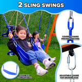 Sportspower™ Madison Wooden Swing Set: 2 Height Adjustable Swings and 2 Person Roman Glider Swing, Backyard Outdoor Playset for Kids Sportspower