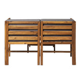 Walker Edison Ravello Contemporary 3 Piece Acacia Wood Outdoor Modular Chat Set with Cushions, Set of 3, Brown Walker Edison