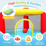 Inflatable Bounce House, Bouncy House with Blower, Bouncy Castle with Slide, Ball Pit, Jump House for Indoor Outdoor Backyard Party for Kids Aged 3-8 (10FT X 10FT X 7FT) with Repair Kit & Storage Bag Toiyjofe