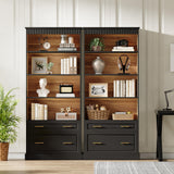 Tribesigns 5-Shelf Bookcase with File Cabinet Drawer, 72" Tall Bookshelf, Modern Free-Standing Wood Bookcase, Large Open Display Storage Book Shelf for Living Room (1, Black) Tribesigns