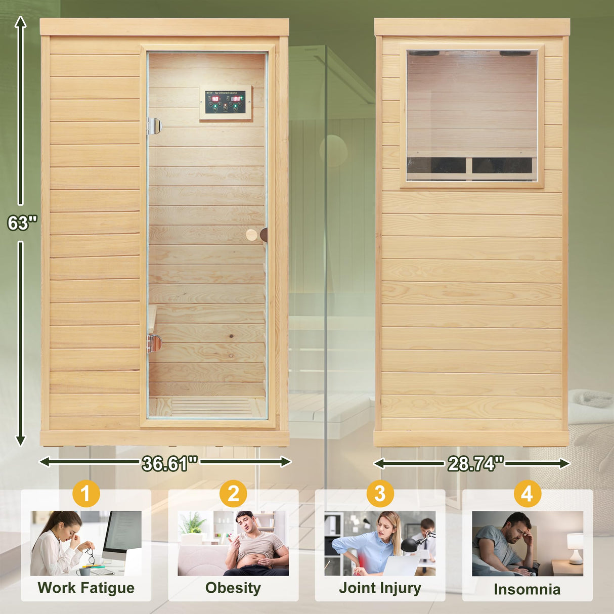 HFYee Infrared Sauna Home Sauna Box 1 Person Infrared Sauna Dry Sauna Far Infrared Sauna Indoor Sauna Hemlock Mini Single Person Sauna for Home on The Right of The Indoor Sauna Room, Natural HFYee