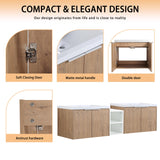 72" Bathroom Vanity with Sink, 72 Inch Floating Vanity, Double Sink Wall Mounted Vanity Combo, Modern Brown Bathroom Vanity Set with 4 Doors and White Basin Sink Mocoastn