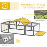 PawHut Large Wooden Rabbit Hutch Bunny Hutch Small Animal Habitat Enclosure Outdoor Run and Lockable Doors, Gray PawHut