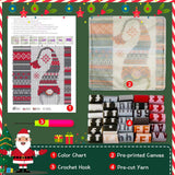 LAPATAIN Latch Hook Kits for DIY Throw Pillow Cover,Needlework Cushion Cover Hand Craft Crochet for Great Family 17X17inch Christmas Hat LAPATAIN