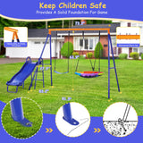 Lunafun Swing Set for Backyard with Kids Slide 440lbs Heavy-Duty Metal A-Frame 1 Saucer Swing Seat 1 Swings Seat & 1 Slide Lunafun