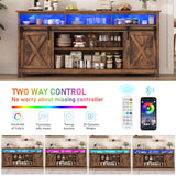 70" LED Farmhouse TV Stand for 80/75/70 Inch TVs,Tall Entertainment Center Storage Cabinets w/Power Outlets and Sliding Barn Door,Rustic TV Stands for Living Room,Media Console Cabinet (Brown) Hlivelood