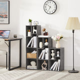 VECELO 4-Tier Bookcase, Modern Storage Cabinet with Height Difference Shelves for Standard Textbooks, 5 Cubes, Vertical or Horizontal, Easy Assembly, Grey VECELO