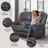 Yolsali Loveseat Recliner Sofa, Manual Reclining Loveseat with Removable Armrest, Dutch Velvet Recliner Loveseat for Adults with 2-Tier Cushions, USB Charging Ports, Cup Holders - Grey Yolsali