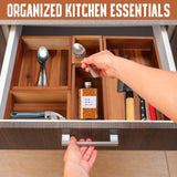 Demigo Acacia Drawer Organizer Set of 5, Cabinet Container Box, Wood Bin Set in Varied Sizes, Dividers Holder for Storage Cooking Utensils Spices Tea Bags Foods Office Items (Brown) Demigo