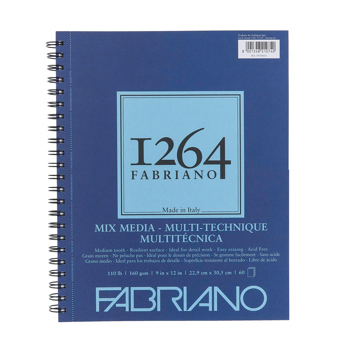 Fabriano 1264 Mixed Media Pad, 9" x 12", 110 lb. Fabriano