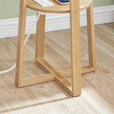 HOOBRO Set of 2 Round Side Tables with Charging Station, Round Accent End Table with Bamboo Legs for Living Room, Bedroom, White and Natural YW101UBZP201 HOOBRO