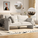 JFHID 68'' Modern Teddy Loveseat Sofa, 2 Seater Couch with Removable Cover, Soft Cushioned Boucle Loveseat for Living Room, Bedroom, Small Spaces, White JFHID