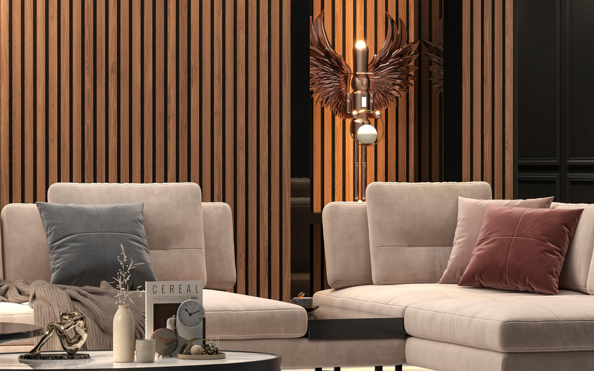 Generic 94"" L x 24"" W Acoustic Wood Wall Paneling, Decorative Sound Proof Panels for Walls and Ceilings, 3D Slat Wood Wall Panels (Set of 10) (Light Maple), ACP10 WoodArtSupply