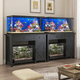 Saudism 40 Gallon Aquarium Stand With Charging Station, Farmhouse Fish Tank Stand, Reptile Tank Stand Terrarium Stand with Drawer and Cabinet Storage, Sturdy Heavy Duty 41.9"×18.3" Tabletop - Black Saudism