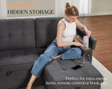 VanAcc Sleeper Sofa, 109 inch Sectional Sofa Bed with USB Charging Ports & Cup Holders, Pull Out Sofa Bed with Dual Storage Chaise, U-Shaped Bed Couch for Living Room, Dark Grey VanAcc