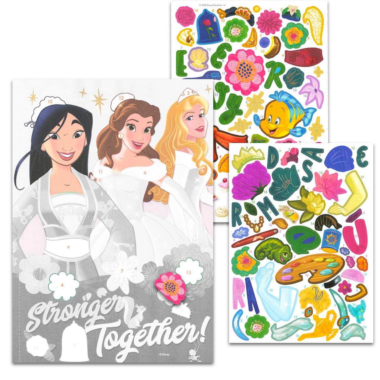 Disney Princess Sticker by Number Book Set for Girls - Princess Activity Sticker Book Bundle with Disney Sticker Mosaic Book Coloring Pages, More | Disney Princess Activity Book for Kids Disney