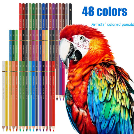 Heshengping 48 Color Colored drawing sketching Pencils Set for Coloring Books Drawing kit Art Supplies with Roll up Canvas Case gift for Adults Beginners familys Heshengping