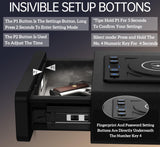 Biometric Smart Safe with Wireless Charging for Phone and Watch, 3 Quick Access Stopbox with Fingerprint Backlit Keypad - Compact Nightstand Drawer with LED Light, 24/7 Digital Clock, Bedside, Office ORARAER