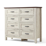 LINSY HOME Dresser for Bedroom with 8 Drawers, Updated Wide Chest of Drawers, Modern Farmhouse Bedroom Tall Dresser with Storage Organizer, Wooden Dressers for Living Room, Beige LINSY HOME