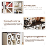 71" Tall Farmhouse Kitchen Pantry Storage Cabinet, Kitchen Storage Cabinets with LED Lights and Charging Station, Pantry Cabinet with Adjustable Shelves and Sliding Doors, Cupboard for Kitchen, White PPorfamilia