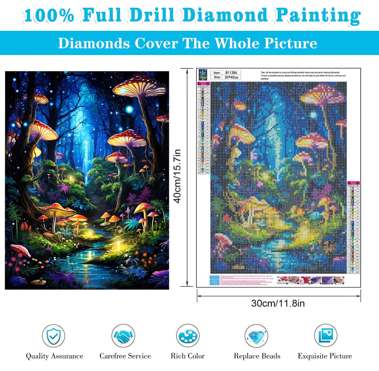 Enchanted Glow Forest Diamond Painting for Adults DIY Mushroom Diamond Art for Adult Beginners Mushroom Gem Painting Crafts for Adults Home Wall Decor 5D Gem Art Perfectly for Relaxation 12x16inch Meothan