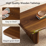 LITTLE TREE Farmhouse Coffee Table, 47 Inches Wooden Rectangular Center Tables with Rounded Corners, Modern Coffee Tables Low Cocktail Tea Furniture for Living Room (Rustic Brown) LITTLE TREE