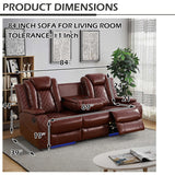 SIENWIEY Power Recliner Sofa Set with LED Lights, Leather Reclining Sofa Set for Living Room, Leather Couch Set with USB Charging，Burgundy，Sofa+Loveseat+Chair 3 Pieces SIENWIEY