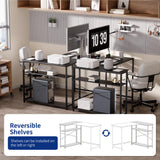 Pamray 43 Inch L Shaped Computer Desk with Reversible Side Storage Shelves, Small Corner Desk for Small Space Home Office,Writing Study Table PC Desk for Bedroom,Espresso Gray Pamray