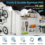 Ezlaino Slatwall Panel 4FT x 4FT, PVC Slat Wall Storage System, Waterproof, Durable& Easy to Install, Compatible with Most Hooks, Ideal for Garage Storage & Home Decoration, White Ezlaino