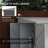 Outsunny 5' x 9' Steel Outdoor Storage Shed, Lean to Shed, Metal Tool House with Foundation Kit, Lockable Doors, Gloves and 2 Air Vents for Backyard, Patio, Lawn, Gray Outsunny