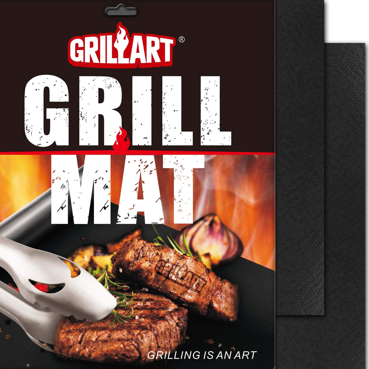 GRILLART BBQ Grill Mats for Outdoor Grill - Nonstick 600 Degree Heavy Duty Grilling Mat (Set of 2) - Reusable BBQ Grill Accessories Sheets -Works on Electric Grill Gas Charcoal BBQ - Gifts for Men Dad GRILLART