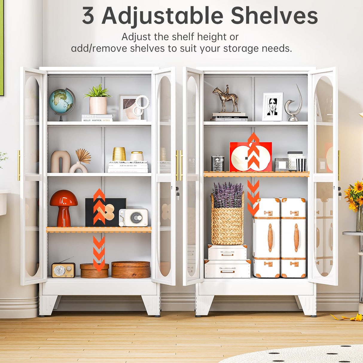 baoliwo 61" H Locking Display Cabinet with Glass Door, Tall Storage Cabinet with 3 Adjustable Shelves, Metal Curio Cabinet Multi-Purpose Display Case for Collectibles Bedroom Living Room Office baoliwo