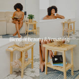 Bamboo Shower Bench for Inside Shower – Waterproof Bathroom Spa Seat with Shelf, Hooks & Soap Tray – Wood Shower Stool for Shaving, Sauna, or Small Bathroom – Walnut ATALIA