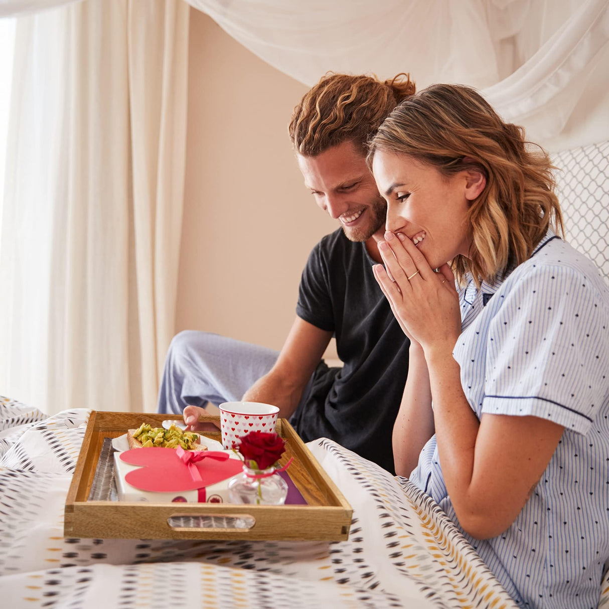 KITEISCAT Acacia Wood Serving Tray with Handles - 17-Inch Decorative Wooden Tray - Perfect for Breakfast, Lunch, Dinner, Appetizers, Patio, Ottoman, Coffee Table - Durable Living Room and Couch Tray KITEISCAT