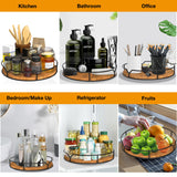 Lazy Susan Turntable Organizer for Cabinet Pantry Kitchen Countertop Refrigerator Cupboard, Pine Wood, 9", Carbonized Black AXTEE