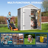 SELLERWE 6x3 FT Resin Storage Shed, Waterproof Outdoor Storage Shed with Floor, Window, Double Lockable Doors & 2 Vents, Tool Shed for Garden Patio, Backyard, Grey SELLERWE