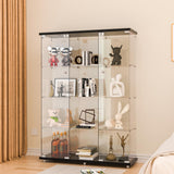 FANYUSHOW Glass Display Cabinet with 12 Shelves, 3 Columns and Lock, Extra Large DIY Curio Cabinets Quick-Install Style 5mm Tempered Glass Bookshelf for Living Room, Bedroom, Black FANYUSHOW