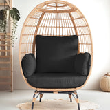 OTSUN Outdoor Egg Chair, PE Wicker Chair 440 lbs Capacity, Patio Chairs with 4 Thicken Cushions, Oversized Lounge Chairs with Durable Steel Frame Perfect for Balcony, Backyard, Bedroom-Black OTSUN